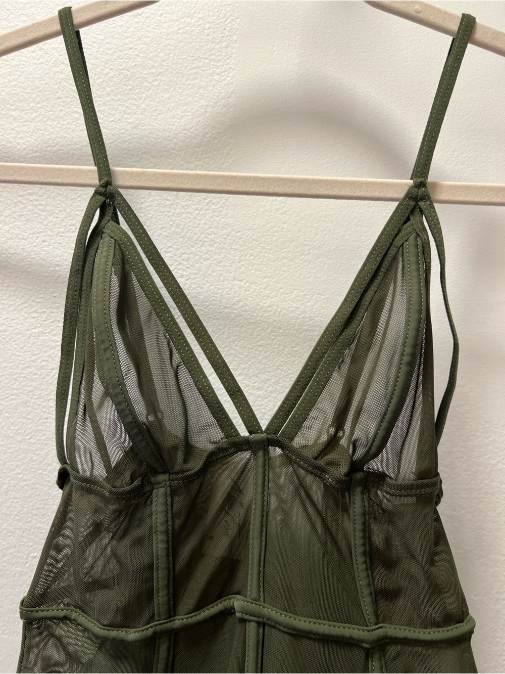 Sheer Olive Green Mesh Bodysuit